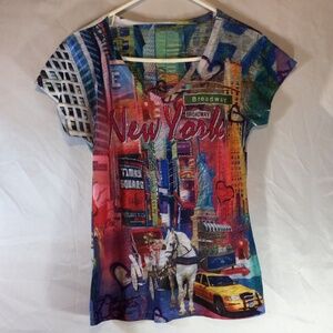 Sweet Gisele New York Size XS /S Graphic City Print Y2K Artsy Top Pop Art
